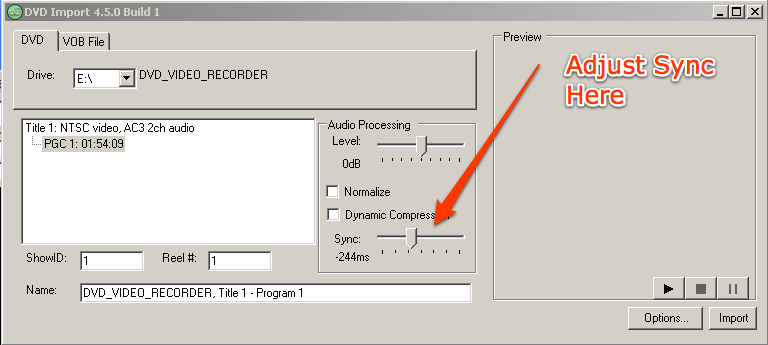 DVDImport - Adjust Sync